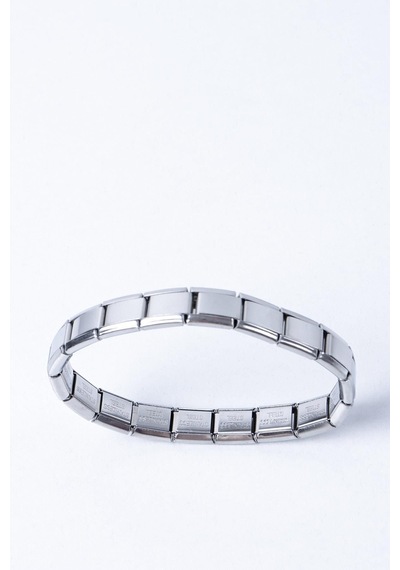 Unisex İtalyan Charm Çelik Bileklik Gümüş