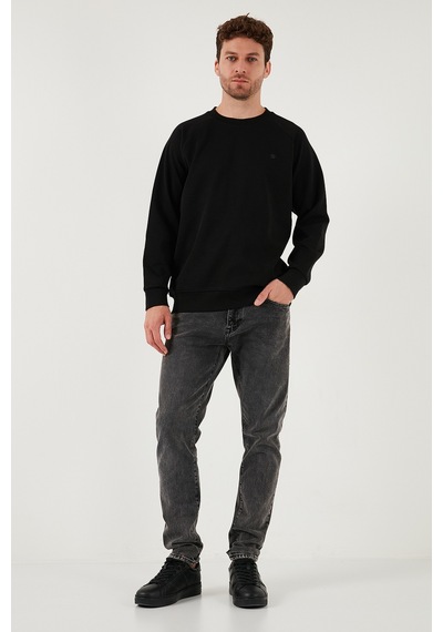 Buratti Streç Pamuklu Relaxed Fit Bisiklet Yaka 2'Li Paket Erkek Sweat 5901210S2 Siyah-Taş