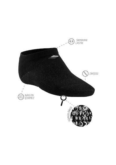 1senartbeauty Gümüş Terapi Patik Çorap / Unisex Siyah