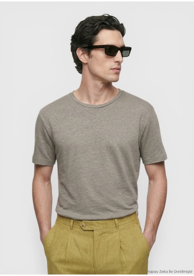 Ramsey Vizon Düz %100 Keten T-shirt