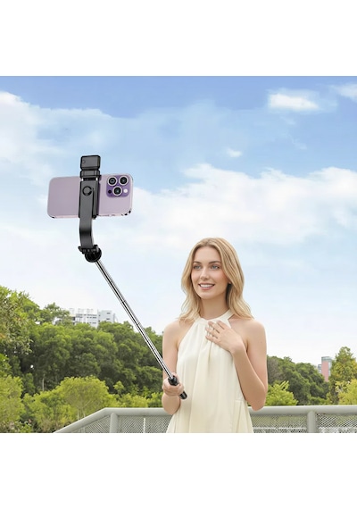 Genz Bilişim Led Işıklı Selfie Çubuğu Ve Bluetooth Kumandalı Kablosuz Selfie Stick Max: 70 Cm Uzunluk Siyah