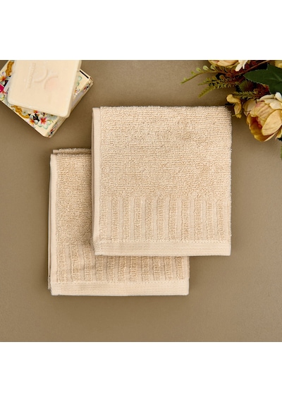 Soft Patte 2'li Havlu Seti - Krem - 30x30 Cm Renkli
