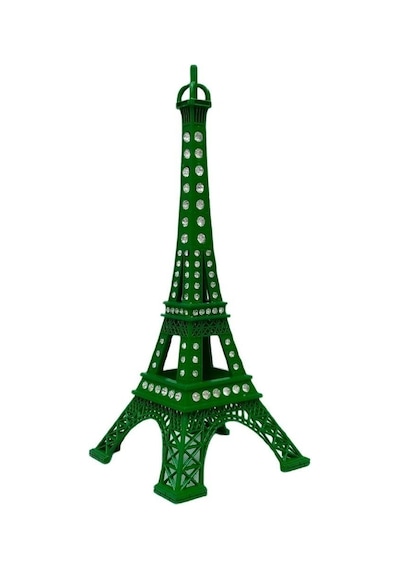 Metal Paris Eyfel Kulesi Yeşil Kristal Taşlı 25cm