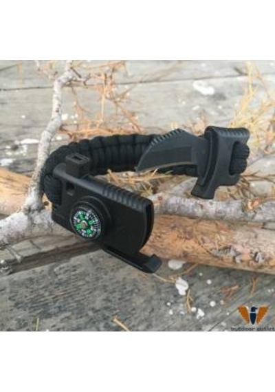 Kamp Bıçaklı Paracord Paraşüt İpi Survival Bileklik 5 Özellik 1 Arada 18 CM Çok Renkli