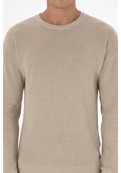 U.S. Polo Assn. Erkek Comfort Fit Bisiklet Yaka Taş Melanj Basic Kazak 50313679-VR225