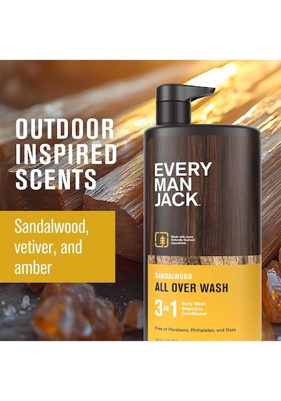 Every Man Jack Sandalwood 3 Ü 1 Arada Şampuan Saç Kremi Ve Duş Jeli 852ml Tüm Saç Tipleri
