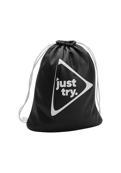 Just Nutrition Just İpli Bez Spor Çantası Siyah Büzgülü Sırt Çantası Beyaz Askılı Baskılı Spor Çantası