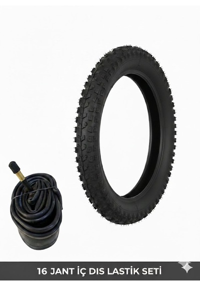 Güçlü Bisikletmotosiklet 16 Jant Bisiklet İç Dış Lastik Seti - 16x1.75/2.125 Uyumlu - Dış Lastik + İç Lastik Oto Kalın Sibop