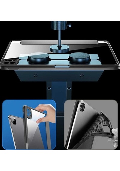 Apple Uyumlu iPad Pro 12.9 5. Nesil 2021 Kılıf Kalem Bölmeli Şeffaf Case