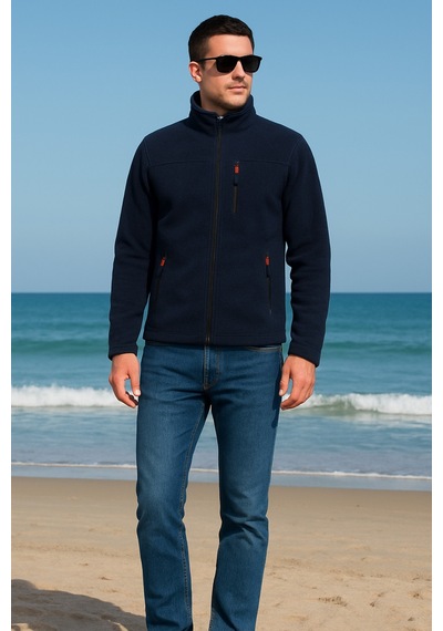 Luxıc Core Unisex Lacivert Polar Ceket Fermuarlı Soğuk Havalara Uygun, Rahat Ve Şık Tasarım
