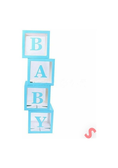 Baby Yazılı Şeffaf Balon Kutusu, 30cm X 4 Adetli Set - Mavi