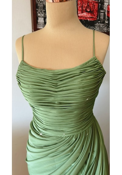 Chica Rosa Fashion Drapeli Haki Midi Elbise