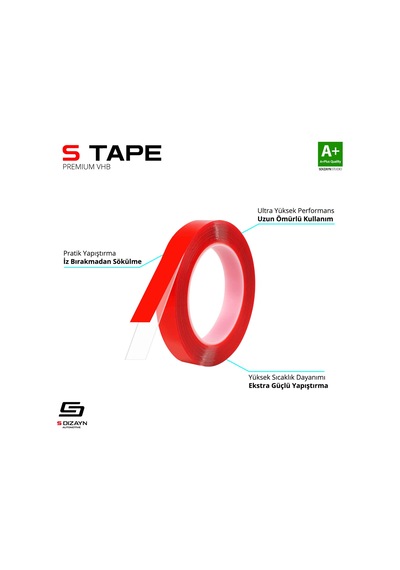 S-dizayn Çift Taraflı Bant 10mm X 33 Metre Şeffaf Silikon Vhb Bant A+kalite 10 MM x 33 M