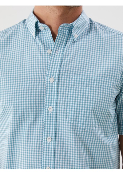 Lcwaıkıkı Classic Yeşil Regular Fit Kısa Kollu Ekose Poplin Erkek Gömlek