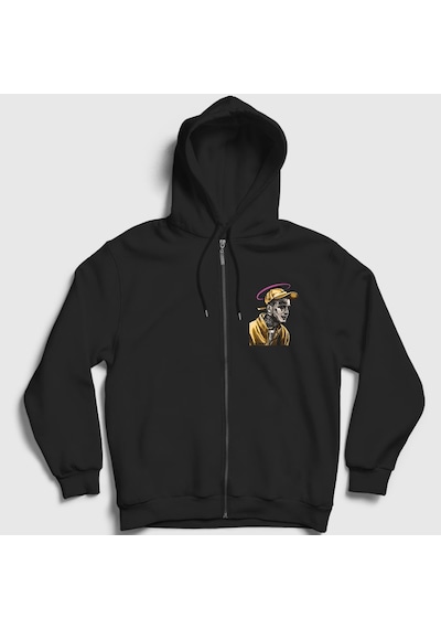 Presmono Unisex Angel Lil Peep Fermuarlı Kapüşonlu Sweatshirt Siyah