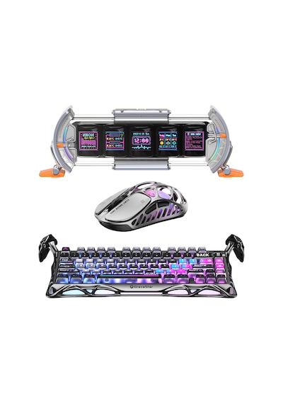 Gravastar K1 Pro Mekanik Gaming Klavye, X Pro Kablosuz Optik Mouse Ve Dijital Resim Çerçevesi Oyuncu