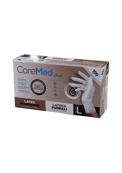 Coremed Bimel L Beden Pudralı Muayene Eldiveni 100lü Bx40