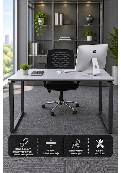 Arpelia Çalışma Masası 140x70x73 Cm Dikdörtgen Ayaklı Antrasit Arpelia Çalışma Masası 140x70x73 Cm Dikdörtgen Ayaklı Antrasit