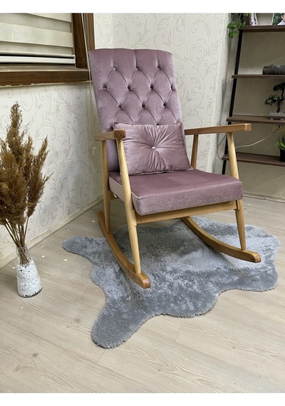 Asedia Trend Naturel Pembe Kapitoneli Sallanan Sandalye Koltuk