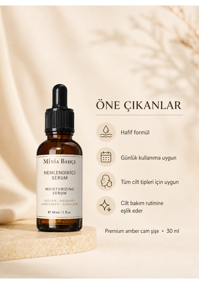 Minia Bahçe Squalene ve Bitkisel Yağlarla Günlük Yüz Bakımı Cilt Nemlendirici Serum 30 ML