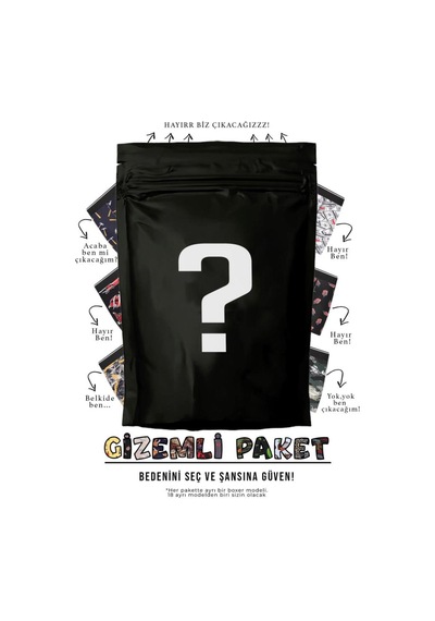 Andredimoda Erkek 1 Adet Rastgele Sürpriz Boxer - Özel Gizemli Paketinde Sürpriz Boxer Desenli Desenli