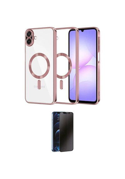 Cep Samsung Uyumlu Galaxy A07 4g Kılıf Nova Işık Özel Seri İkili Koruma Seti Najmaddin Titan Gri