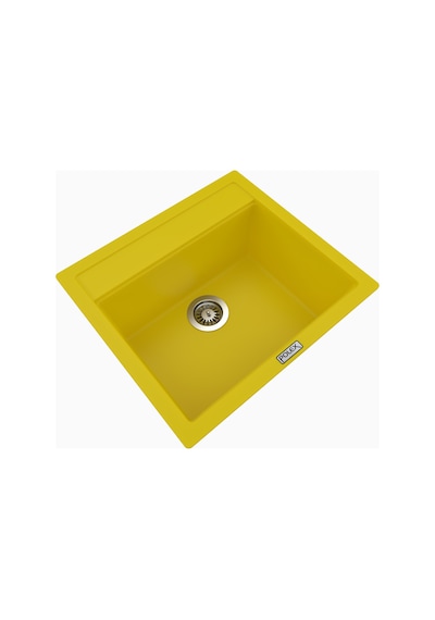 Polex Cristalüx Granit Evye P-08 Sarı Tezgah Altı Ve Tezgah Üstü Kare Mutfak Evyesi 55.5x50 CM