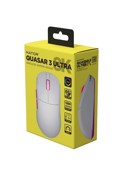 Quasar 3 Ultra White 8k Hz Pixart Paw 3950 Sensör Rgb Kablosuz Simetrik Gaming Mouse Htm771 Diğer