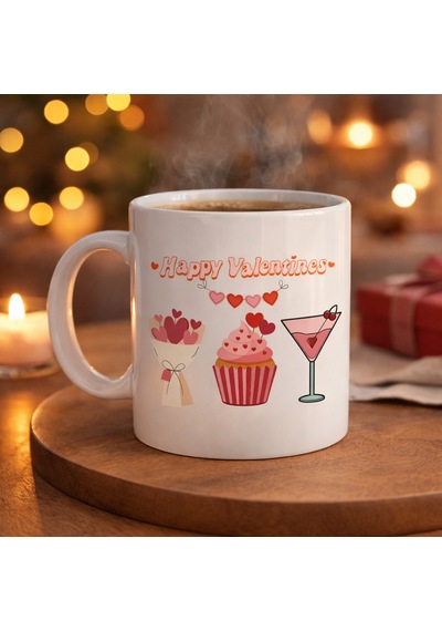 Happy Valentines Kupa Model 6 Sevgililer Günü Özel Tasarım Porselen Kupa Diğer
