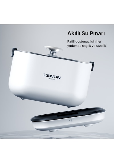 Xenon Smart Kedi Su Pınarı | Bataryalı, Çelik Su Tepsili, Kablosuz, Sensörlü, 5200mAh, 2.5Lt, Su Çeşmesi (X8653)