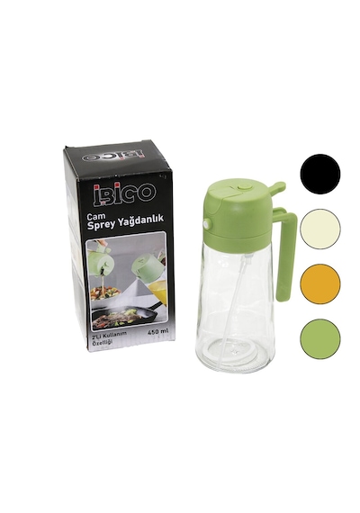 Lunaev 2'si 1 Arada Spreyli - Akıtmalı Cam Yağdanlık 450 Ml Kilitli Kapaklı - Sürahi Modeli Açık Beyaz