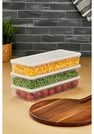 Multi Box 3 Lü Set Saklama Kabı Seti - Dondurucu & Mikrodalga Uyumlu Krem