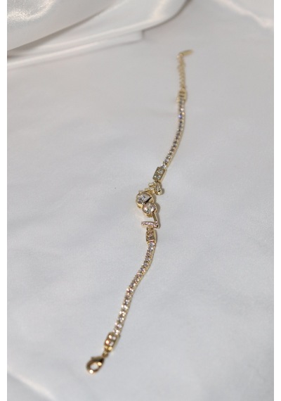 14k Altın Kaplama Xupıng Jewelry Zirkon Taşlı Mini Kalp Detaylı Bileklik Çok Renkli Çok Renkli
