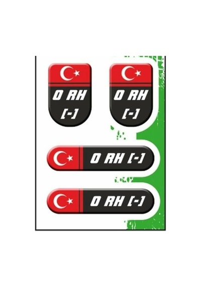 Kan Grubu Etiketi 4 Lü Damla 0rh- Kan Grubu Sticker Seti Su Geçirmez