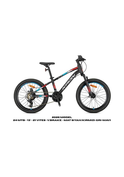 Xc 75 - 24 Mtb - 13' - 21 Vites -v.brake - Mat Siyah/kırmızı-gri-mavi Siyah - Kırmızı