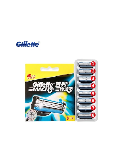 Gillette Mach3 Erkek Yüz Tıraş Bıçağı Güvenli Mach 3 Tıraş Yüz Jilet 8 Adet Manuel Sakal Tıraş Bıçağı
