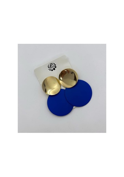Lunarie Gold Mavi Daire Disk Sallantılı Küpe Modern Kararmaz