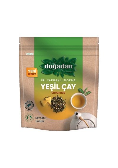 Doğadan Yeşil Çay Dökme 50 G Ananaslı İri Yapraklı Lezzet 2'li Ekonomik Paket - 2 Adet Tarı