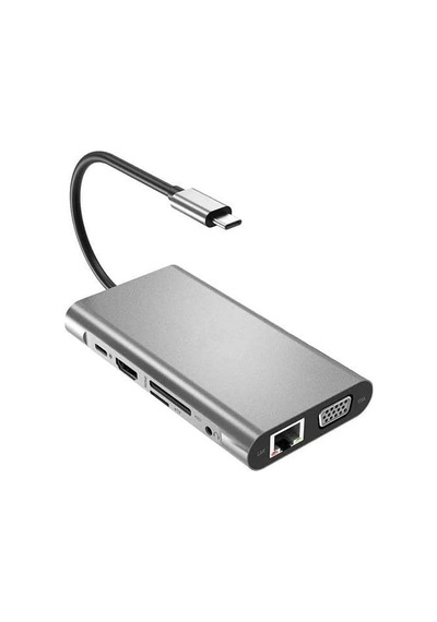 Uyumlu Type-c Usb-c To 4 Usb 3.0 4k 1080p Hd Hdmı Vga Pd Aux Ses Sd Tf Kart 11ın1 Çevirici Hub