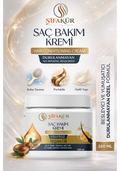 Şifakür Argan Yağlı Sülfatsız Durulanmayan Saç Kremi Besleyici Bakım Kolay Tarama 250ml