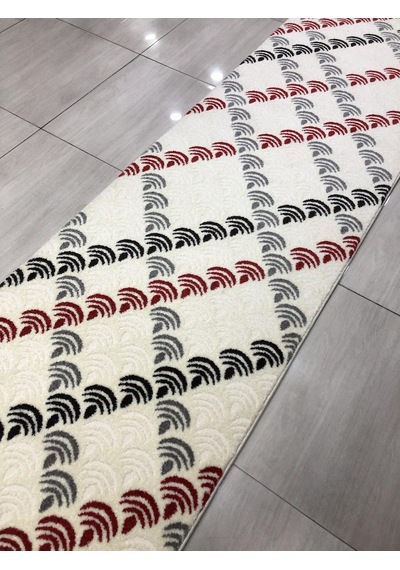 Saray Halı Samyeli 10942 Wk 80X300 Krem Kırmızı Gri Yolluk !
