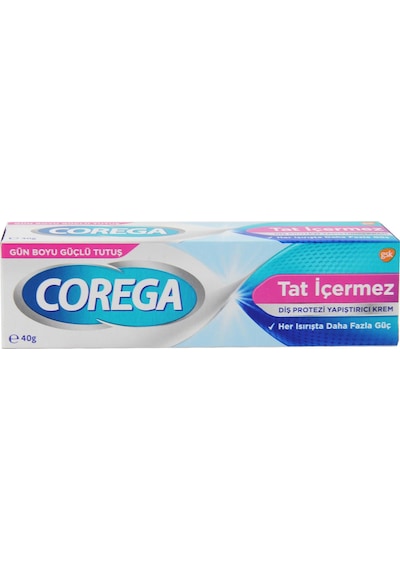 Corega Gün Boyu Güçlü Tutuş Diş Protez Yapıştırıcı Tat İçermez Krem 40 G