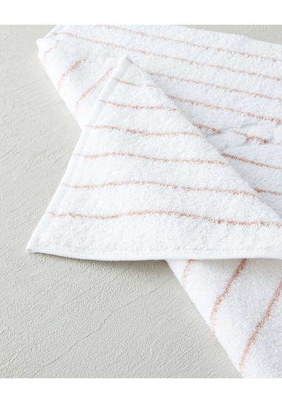Mono Stripe Pamuk Ayak Havlusu 50x70 Cm Beyaz - Pembe