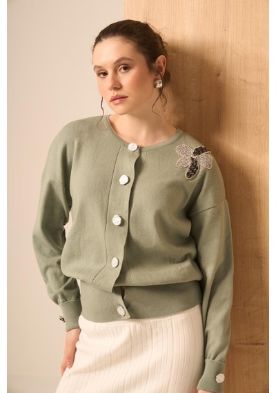 Ftz Women Çiçek Detaylı Hırka Mint 25022 Mint