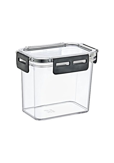 Clear Dikdörtgen Erzak Kabı - Silikonlu Ve Kilitli Kapaklı Saklama Kabı 800 Ml 14 X 11,5 Cm ŞEffaf