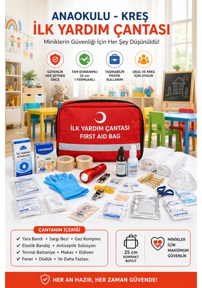 Anaokulu İlk Yardım Çantası, Çocuklar İçin Acil Durum Çantası 50 Parça