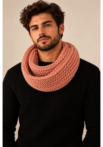Boldy Örme Boyunluk Triko Atkı Somon Unisex (528295206)