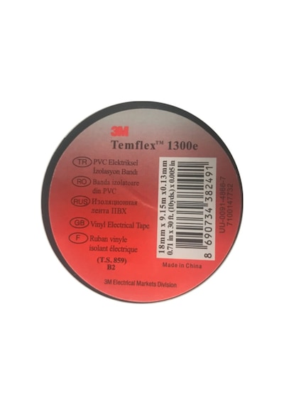 3m - Temflex Izole Elektrik Bandı 18mm 1300e Siyah 10 Adet
