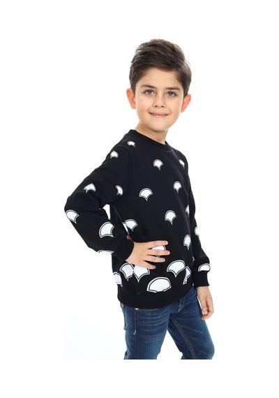 Toontoy Kids Toontoy Erkek Çocuk Relax Fit Bisiklet Yaka Baskılı Sweatshirt - 2 İplik Siyah Toontoy Kids Toontoy Erkek Çocuk Relax Fit Bisiklet Yaka Baskılı Sweatshirt - 2 İplik Siyah