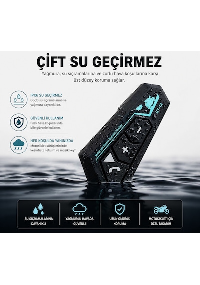 Bt-22 Kask Bluetooth Kulaklık 5.0 Motosiklet Intercom, Mikrofonlu, Ip67 Su Geçirmez, Sesli Komut Destekli